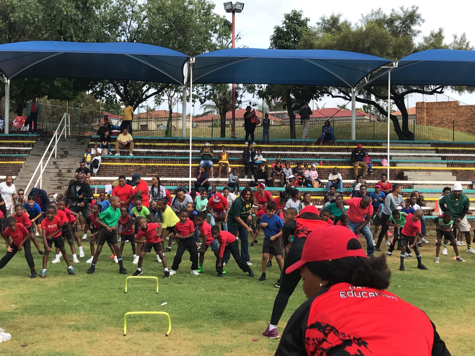 Learners participating in school sports activities.